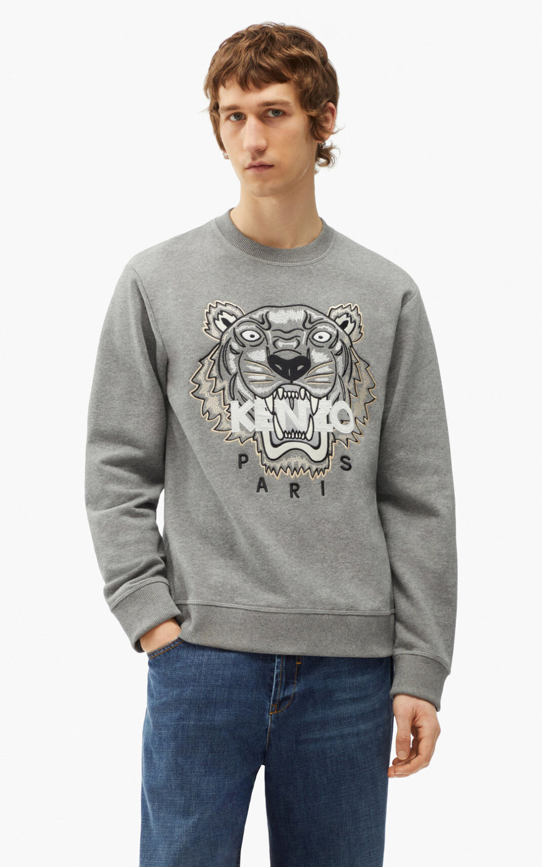 Sudadera Kenzo Tiger Hombre Gris LKS348206